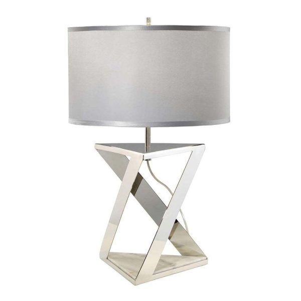 Aegeus Table Lamp Polished Nickel and White ELS.AEGEUS-TL Elstead Lighting Sale