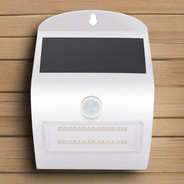 3w LED Solar Wall Light 4000k in White w  Sensor Cheap