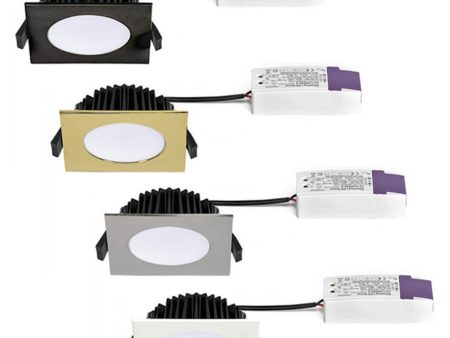 90mm Square Low Profile LED Downlight 10w Black, Gold, Chrome, White CCT LDE90S Superlux Lighting For Sale