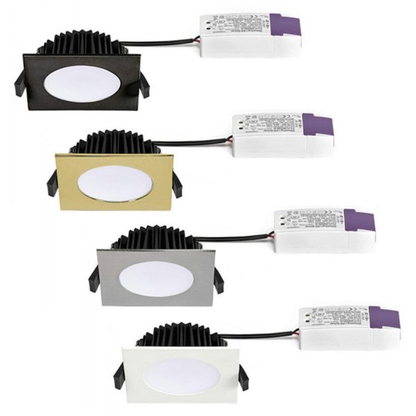 90mm Square Low Profile LED Downlight 10w Black, Gold, Chrome, White CCT LDE90S Superlux Lighting For Sale